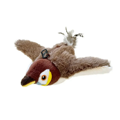 Touch Activated Toy Pet Hot Simulated Vocalize Plush Bird Cat Toy Interactive Dog Rechargeable Chirping Flapping Bird(no Flying)