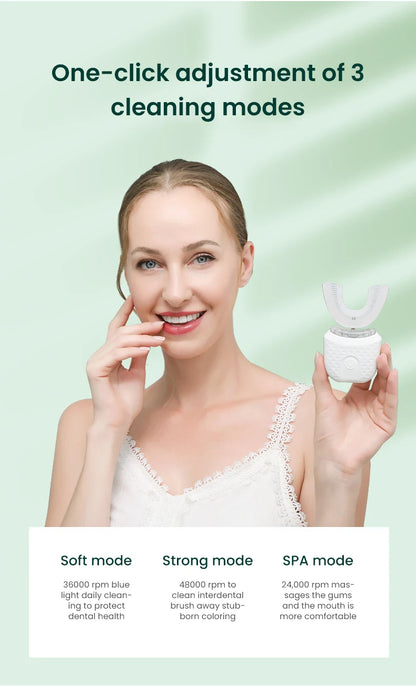 Electric U-Shaped Toothbrush for Adults – 360° Whitening & Gum Care