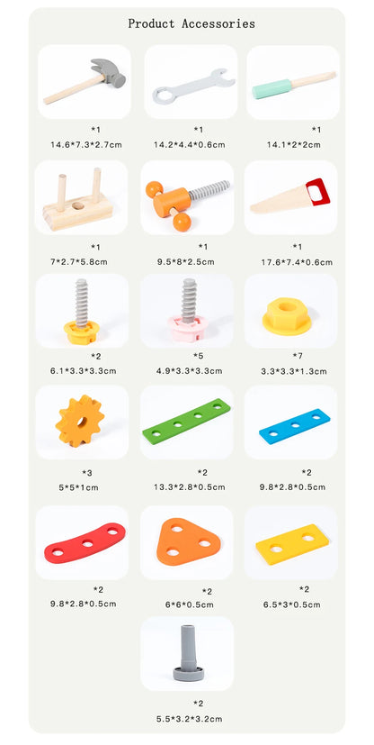 Wooden Tool Set For Kids Toys Montessori Toys Workbench Construction Toys Educational Toys For Christmas Birthday Gifts For Boys