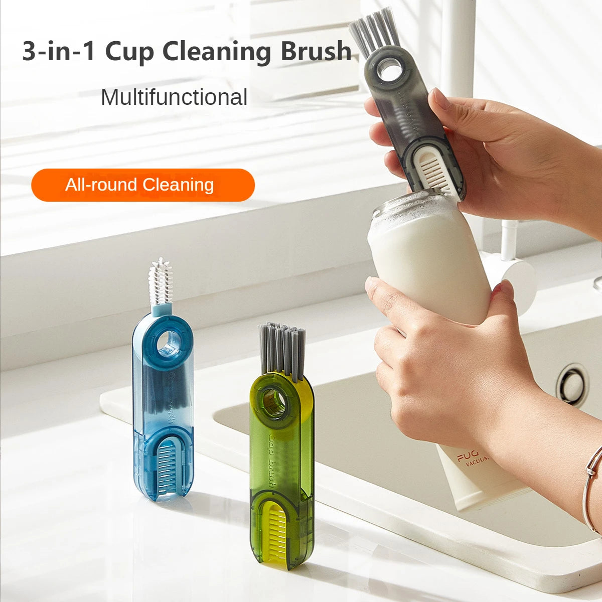 3-in-1 Multifunctional Cleaning Brush — Cup Lids, Thermos & Bottle Caps
