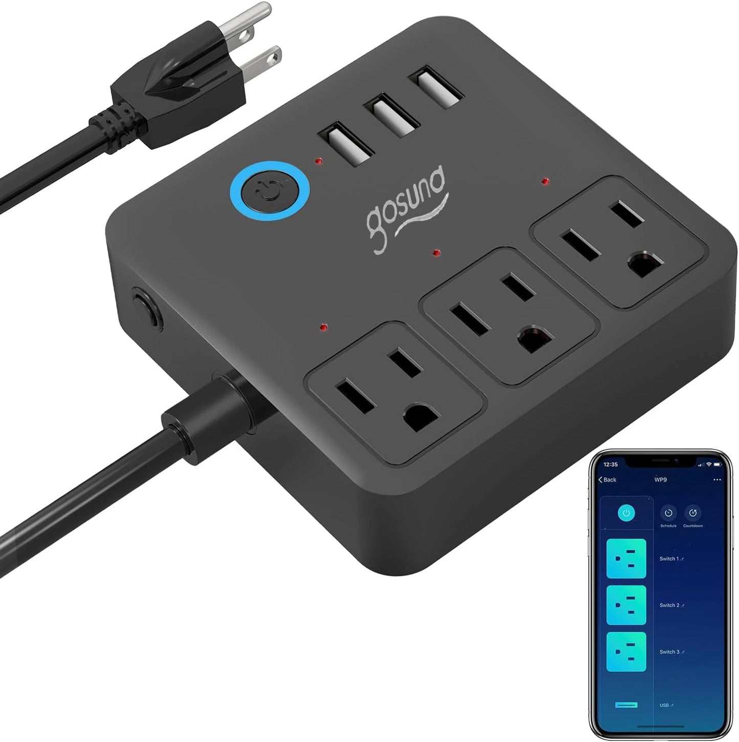 Smart WiFi Power Strip | Surge Protector | 3 USB Ports | App Control | Home & Office