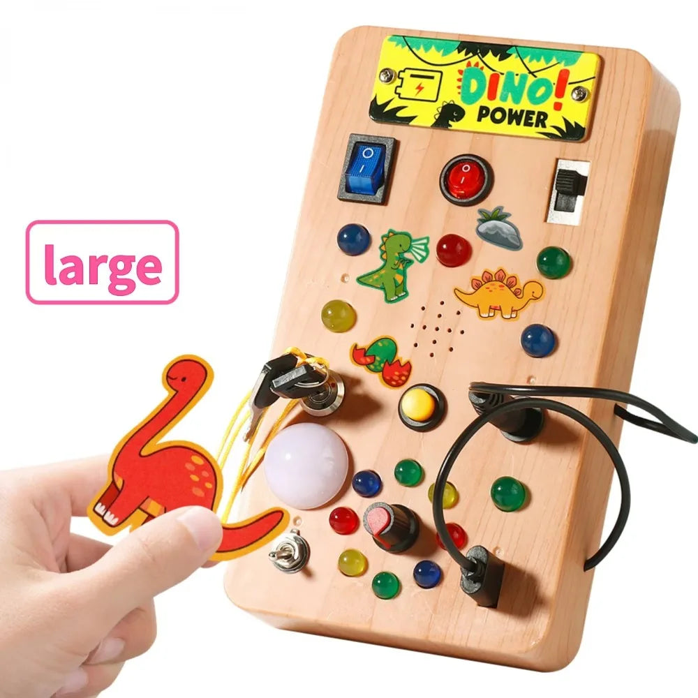 Montessori Toddler Busy Board Electronic LED Light Switch Kids' Activity Board Cartoon Sticker Safe Children's Busy Board Infant