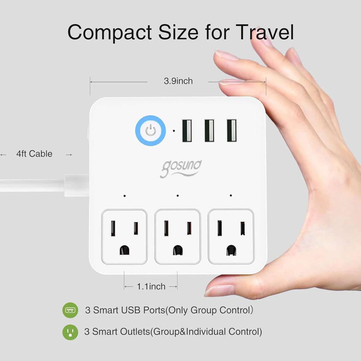 Smart WiFi Power Strip | Surge Protector | 3 USB Ports | App Control | Home & Office