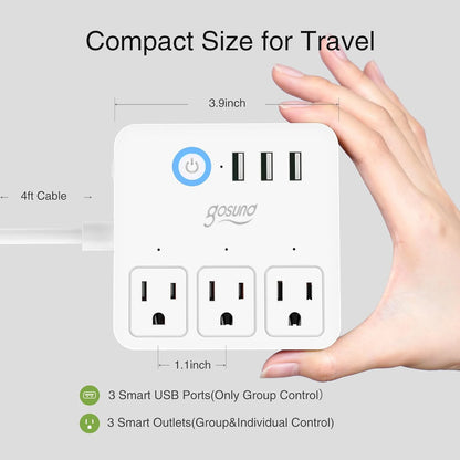 Smart WiFi Power Strip | Surge Protector | 3 USB Ports | App Control | Home & Office