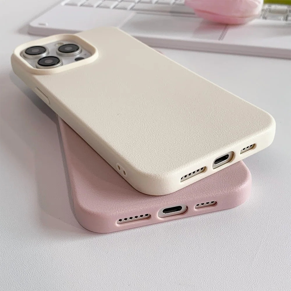 Leather-Style Soft TPU Phone Case – Shockproof & Anti-Scratch | iPhone 11 to 17 Pro Max, Air