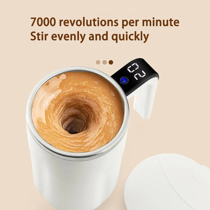 380ML Electric Self Stirring Mug Rechargeable Stainless Steel Automatic Mixing Cup with Magnetic Spinner for Coffee Milk Tea