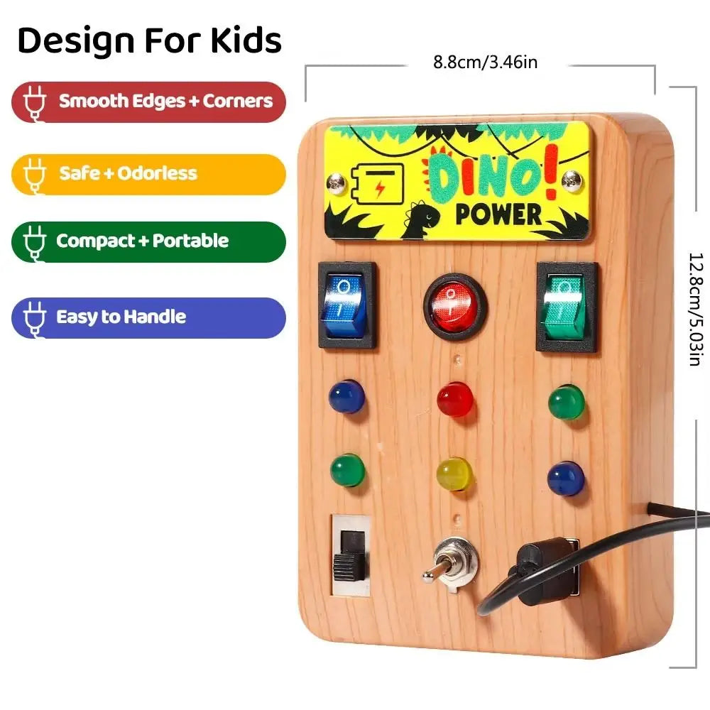 Montessori Toddler Busy Board Electronic LED Light Switch Kids' Activity Board Cartoon Sticker Safe Children's Busy Board Infant
