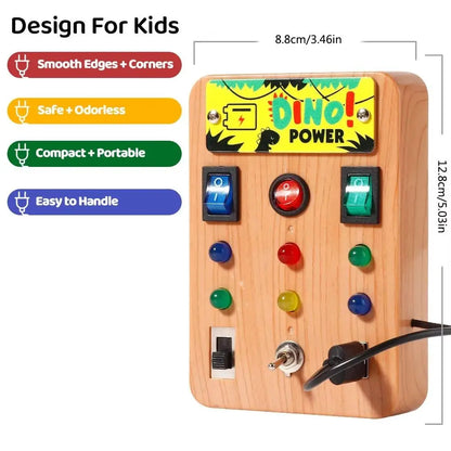 Montessori Toddler Busy Board Electronic LED Light Switch Kids' Activity Board Cartoon Sticker Safe Children's Busy Board Infant