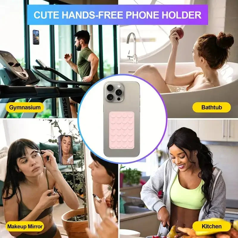 Silicone Suction Phone Holder Mat – Anti-Slip Wall Mount & Desk Stand | No-Drill Phone Grip