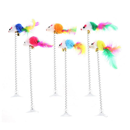 Rotating Feather Cat Wand Toy | Interactive Teaser Stick for Kittens