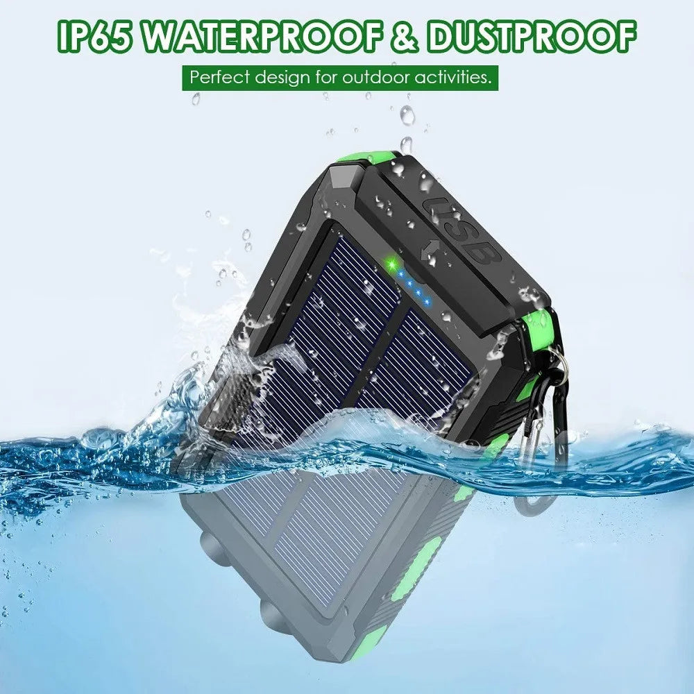 Solar Power Bank 80000mAh – Portable Charger with LED Light for All Smartphones