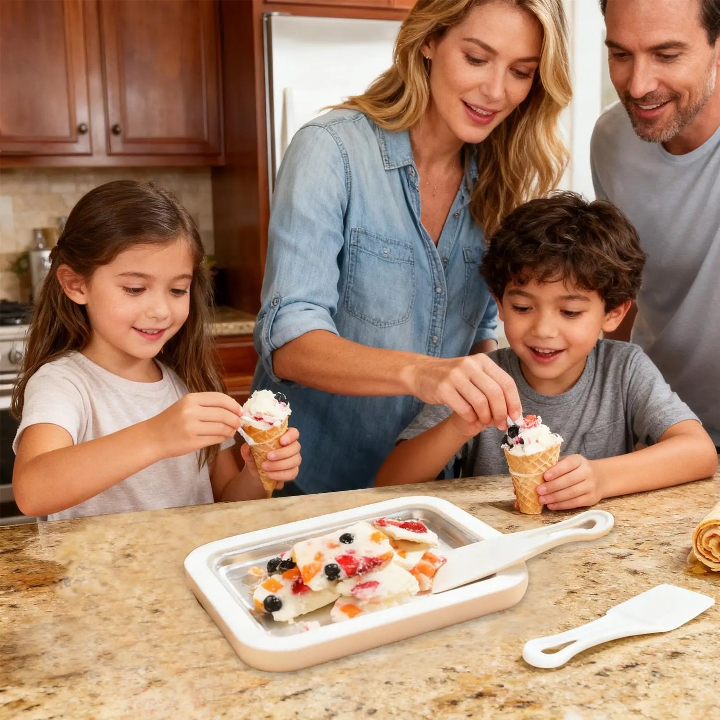 DIY Rolled Ice Cream Making Kit with 2 Spatulas