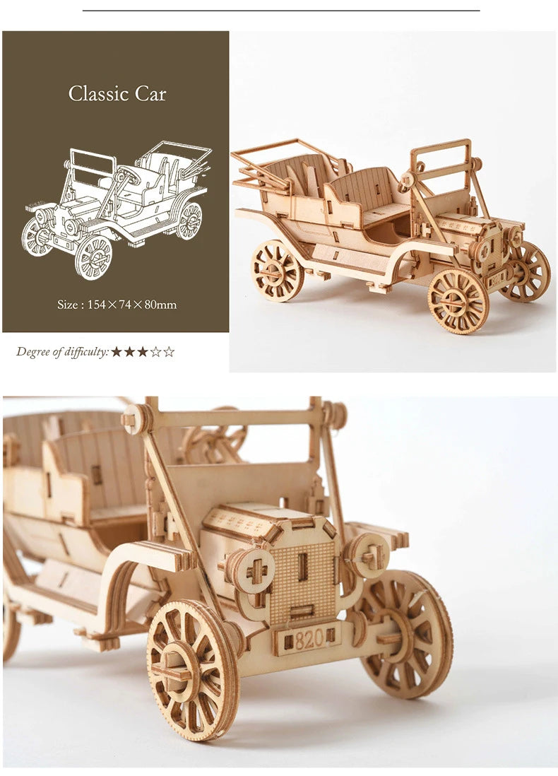DIY 3D Wooden Puzzle for Assembly Puzzle Laser Cutting Sailing Ship Biplane Steam Locomotive Train Toy DIY Kit for