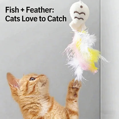 Rotating Feather Cat Wand Toy | Interactive Teaser Stick for Kittens