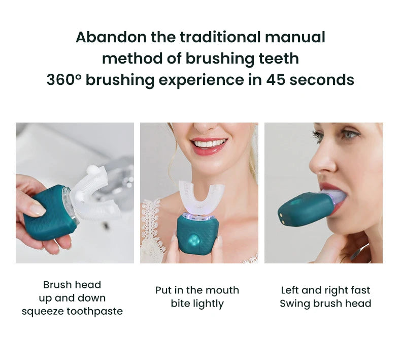 Electric U-Shaped Toothbrush for Adults – 360° Whitening & Gum Care