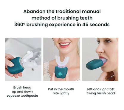 Electric U-Shaped Toothbrush for Adults – 360° Whitening & Gum Care