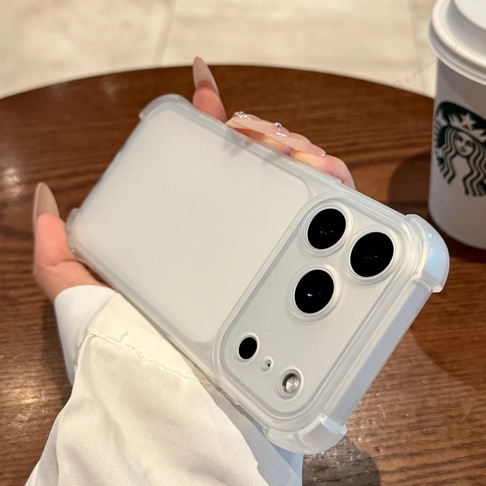 Matte Clear Phone Case with Holder – Magnetic, Shockproof & Anti-Scratch | iPhone 11–17 Pro Max, Air, 16E, XS, XR
