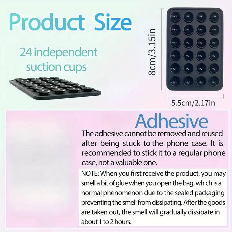 Silicone Suction Phone Holder Mat – Anti-Slip Wall Mount & Desk Stand | No-Drill Phone Grip