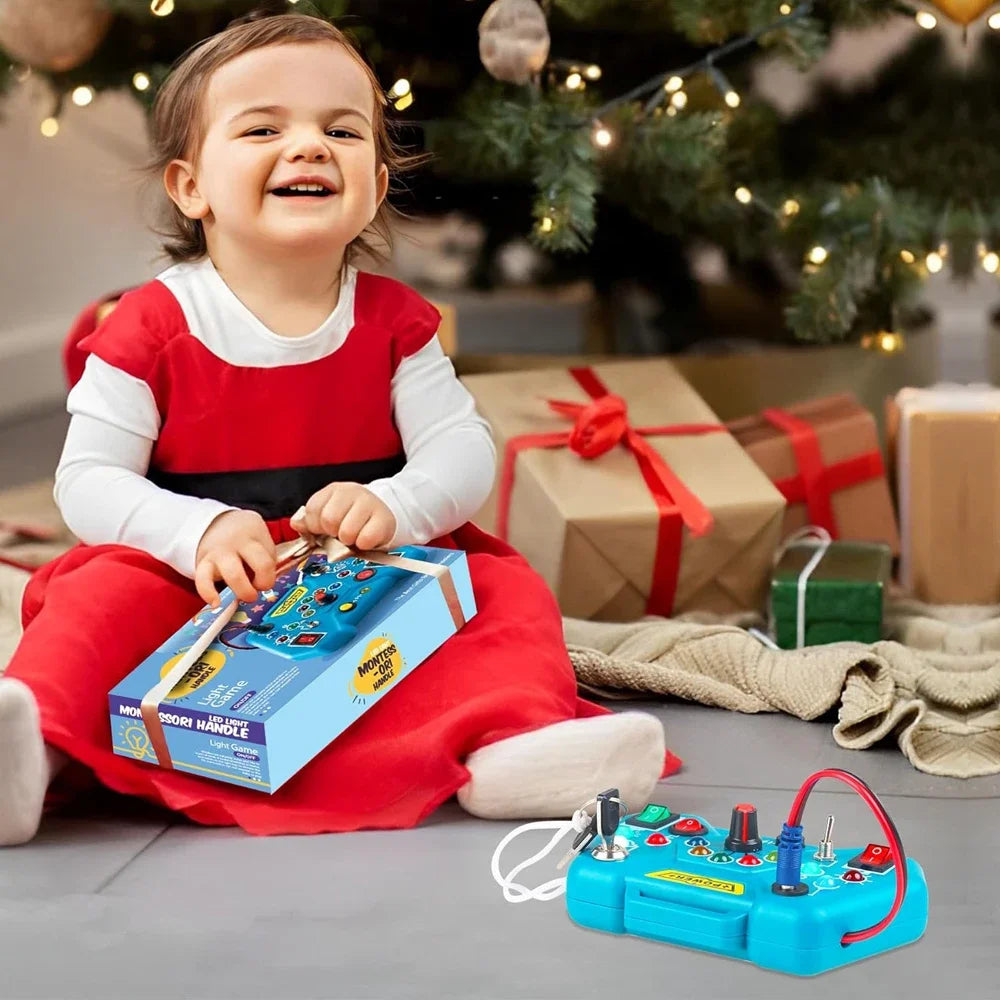 Busy Board Led Lights Switch Sensory Montessori Toys Portable Electric Puzzle Early Educational Puzzle Toy for Toddler Kids Gift