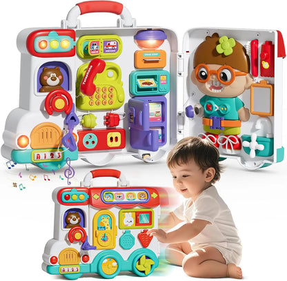 Montessori Busy Board with Switches Sensory Toys for Toddlers to Learn Life Skills