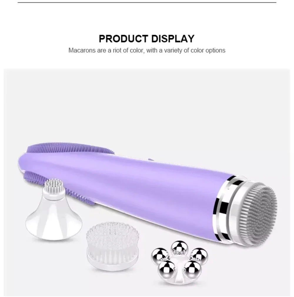 4-in-1 Electric Facial Cleansing Brush | Blackhead Remover, Exfoliator & Skin Massager