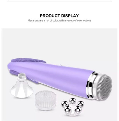 4-in-1 Electric Facial Cleansing Brush | Blackhead Remover, Exfoliator & Skin Massager