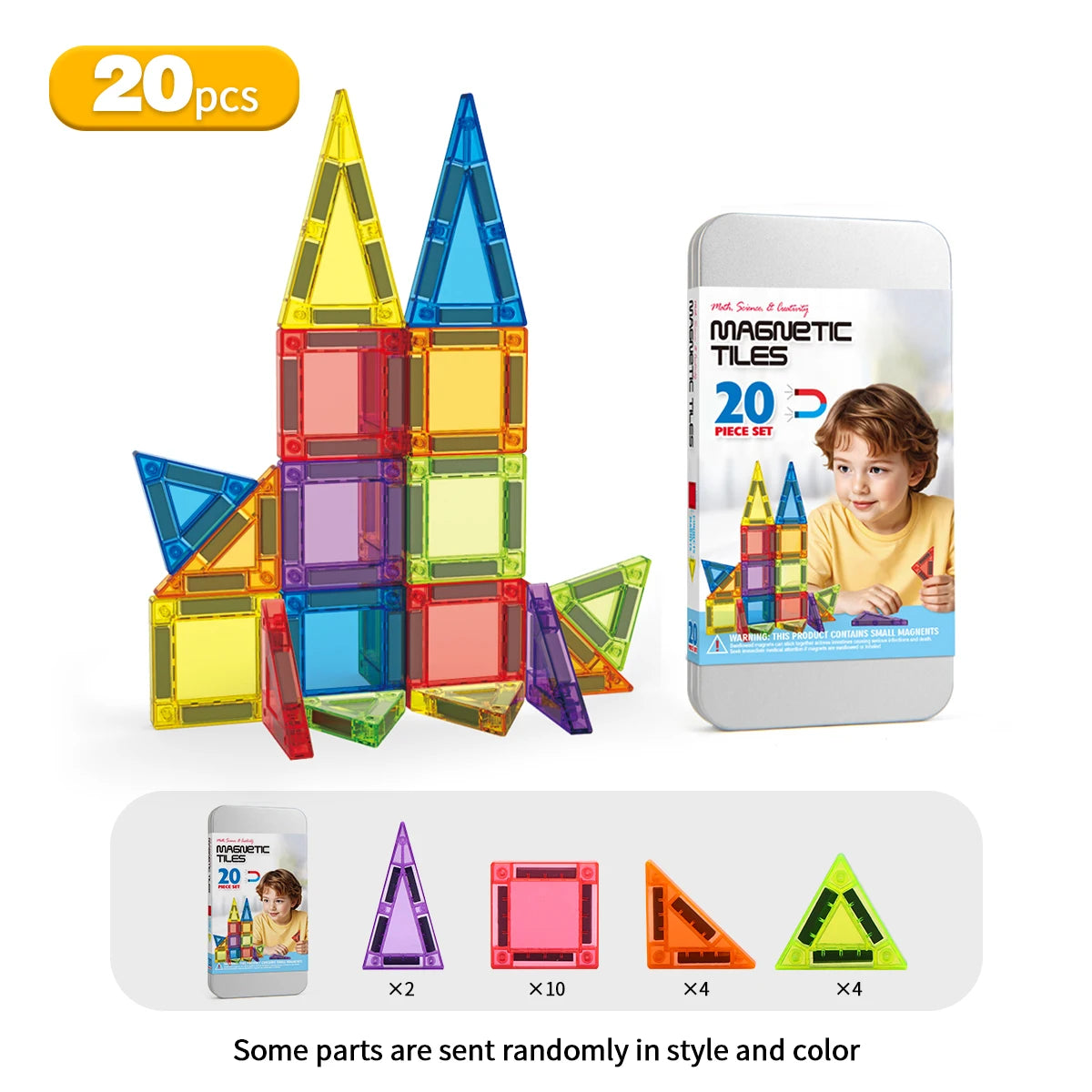 3D Magnetic Tiles Building Set - 38/60PCS STEM Construction Blocks with Storage Tin for Kids' Creative Play