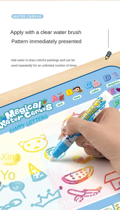 Large Magic Water Drawing Mat Reusable Doodle Coloring Board with Pens Montessori Educational Painting Toy for Kids Gift