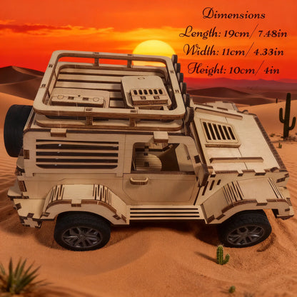 Wooden Plywood Off-Road Vehicle Model Kit 3D Puzzle Construction Fun Set Wooden Building Blocks DIY Puzzle Festive Gift