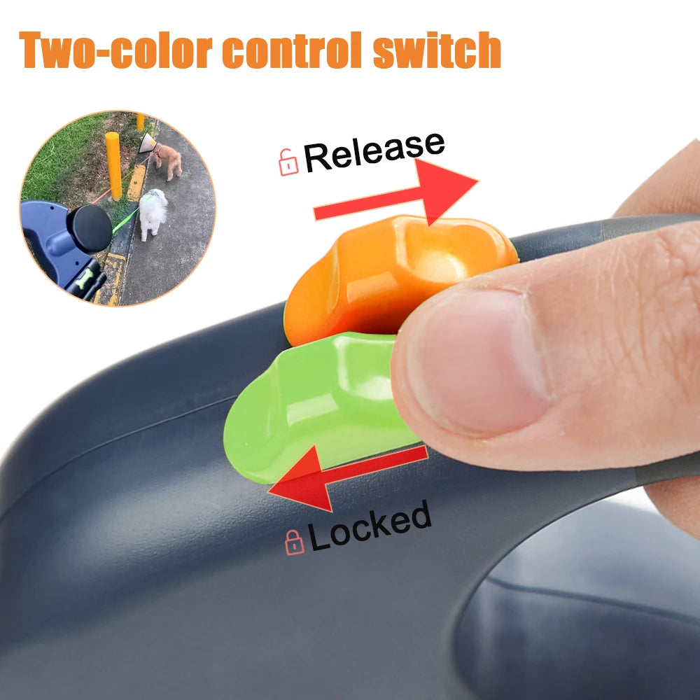 Retractable Dual Dog Leash with LED Lights – 3M Reflective No-Tangle Leash for Small Dogs & Cats