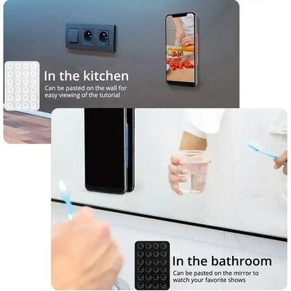 Silicone Suction Phone Holder Mat – Anti-Slip Wall Mount & Desk Stand | No-Drill Phone Grip