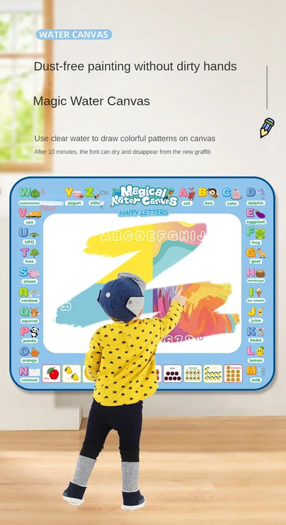 Large Magic Water Drawing Mat Reusable Doodle Coloring Board with Pens Montessori Educational Painting Toy for Kids Gift