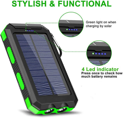 Solar Power Bank 80000mAh – Portable Charger with LED Light for All Smartphones