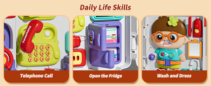 Montessori Busy Board with Switches Sensory Toys for Toddlers to Learn Life Skills