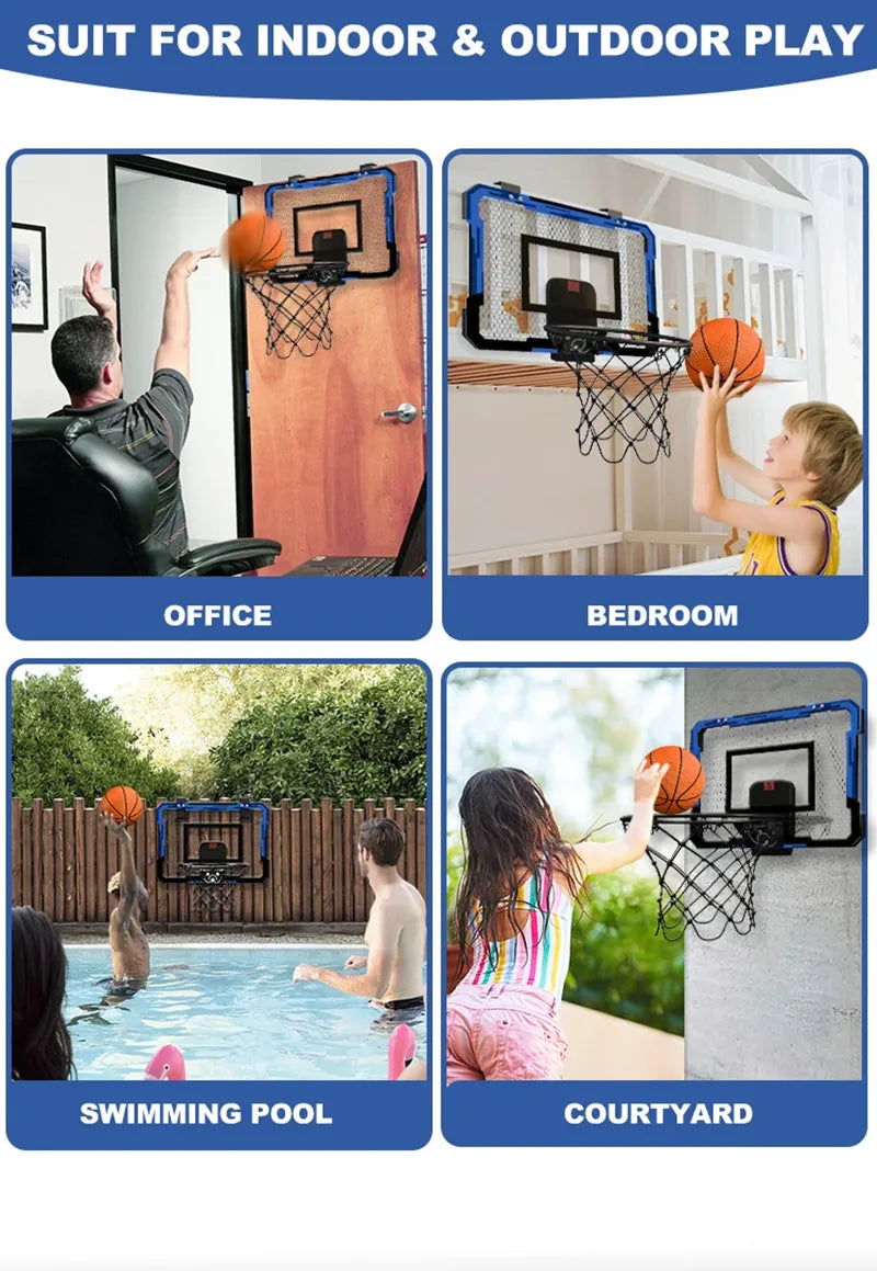 Kids Mini Basketball Hoop Set – Wall Mount with Scoreboard Option