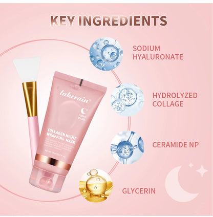 Korean Collagen Wrapping Face Mask & Brush Set