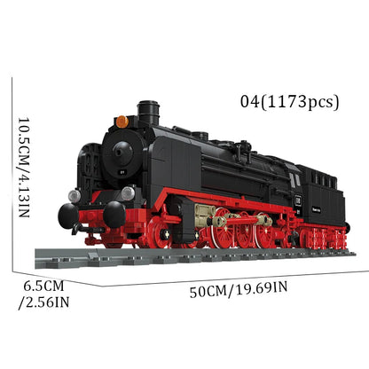 Classic Steam Train Building Block Set German BR01 Big Boy Steam Locomotive Bricks DIY CN5700 Rail Train Assemble Bricks Toys