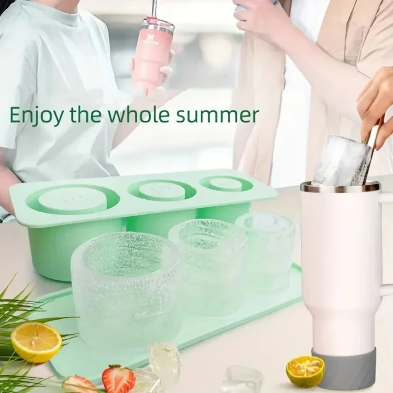 Silicone Ice Cube Mold for Stanley Tumbler – 3-Cube Tray, Reusable & Easy Release
