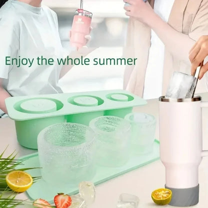 Silicone Ice Cube Mold for Stanley Tumbler – 3-Cube Tray, Reusable & Easy Release