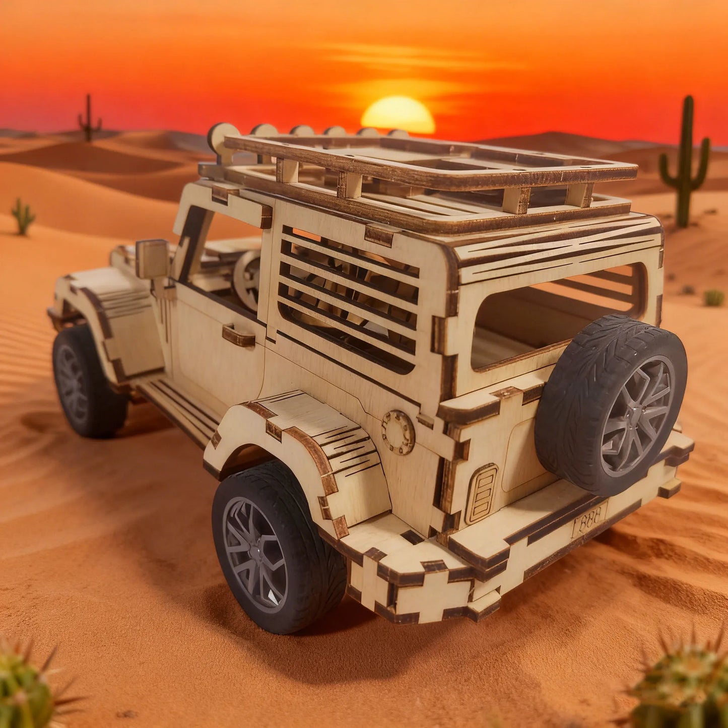Wooden Plywood Off-Road Vehicle Model Kit 3D Puzzle Construction Fun Set Wooden Building Blocks DIY Puzzle Festive Gift