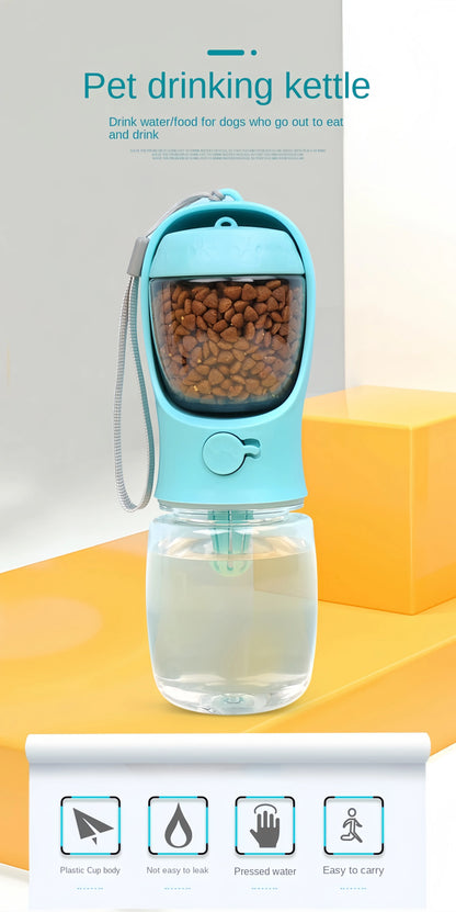 Portable Dog Water Bottle with Food & Water Storage – Travel Feeder Bowl for Pets
