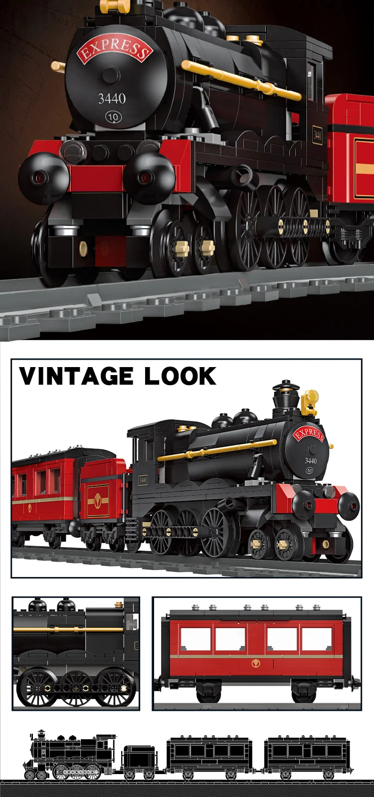 Classic Steam Train Building Block Set German BR01 Big Boy Steam Locomotive Bricks DIY CN5700 Rail Train Assemble Bricks Toys