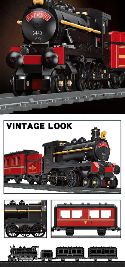 Classic Steam Train Building Block Set German BR01 Big Boy Steam Locomotive Bricks DIY CN5700 Rail Train Assemble Bricks Toys