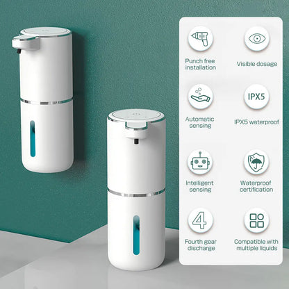 380ML Touchless Automatic Soap Dispenser – Foam & Gel, 4-Speed, IPX5 Waterproof