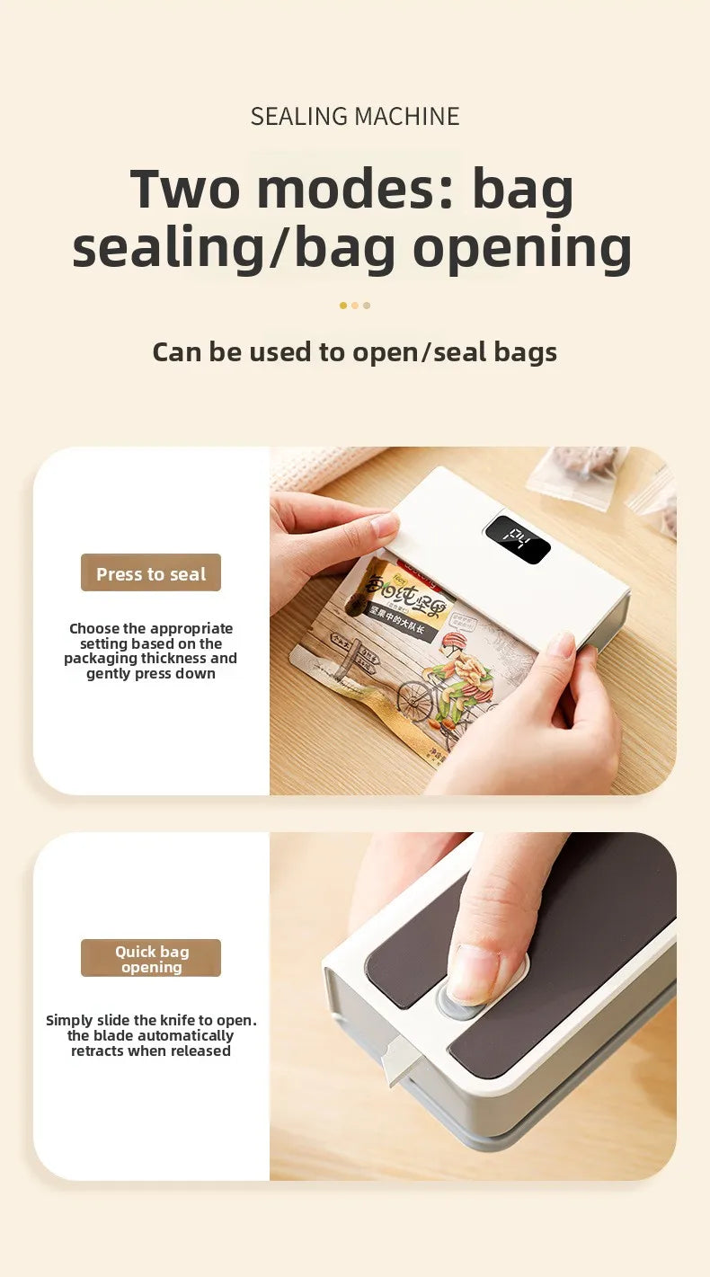 Rechargeable Mini Bag Sealer with Cutter & Magnet