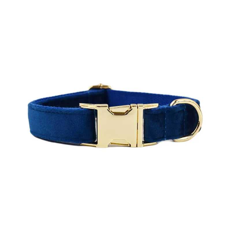 Personalised Velvet Dog Collar – Custom Engraved Name & ID Tag | Adjustable XS–XL