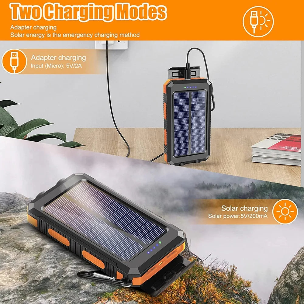 Solar Power Bank 80000mAh – Portable Charger with LED Light for All Smartphones