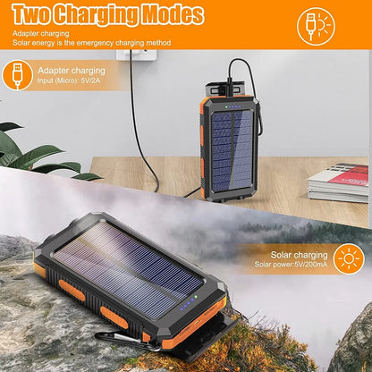 Solar Power Bank 80000mAh – Portable Charger with LED Light for All Smartphones