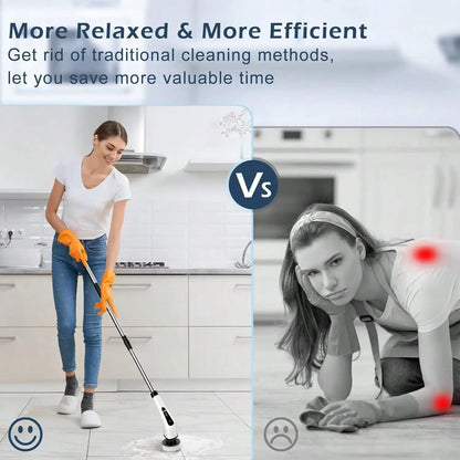 Electric Bathroom Cleaning Brush, Cordless Spin Scrubber Full Body Waterproof IPX7 With Adjustable Handle, 8 Replaceable Brush Heads For Bathtub/Kitchen/Window/Home.