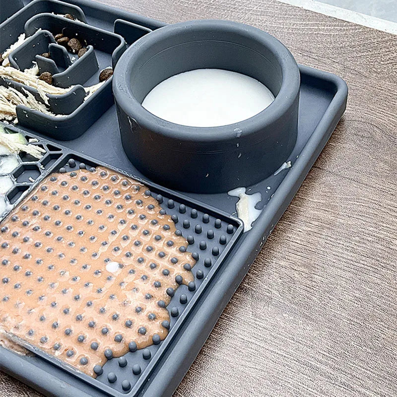 Pet Slow Feeder Bowl with Lick Mat & Suction Cups | Anxiety Relief for Dogs & Cats